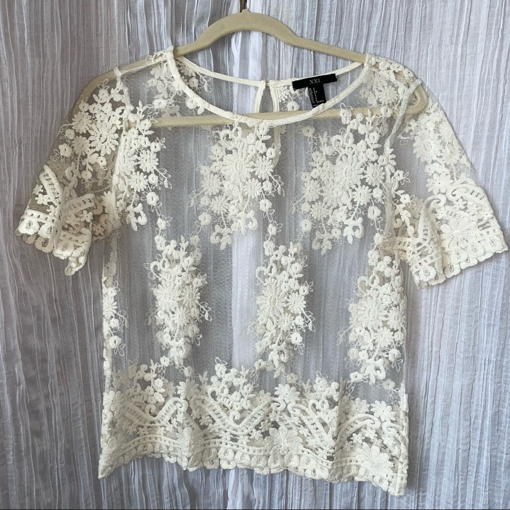 Cream Lace Top